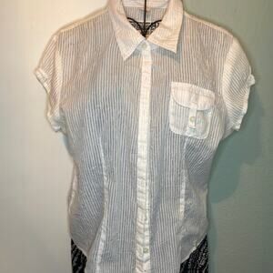 Guess Sheer button down shirt white L
